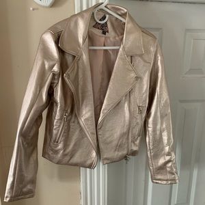 Metallic pleather jacket M